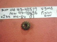 (image for) Mercury 39, 4, 4.5, 6, 7.5, 9.8, 10 HP pinion gear 43-98696